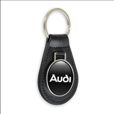 Audi Keyring Holder Leather White Classic Logo
