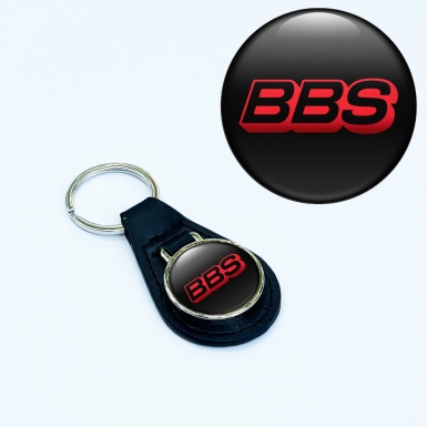 BBS Leather Keychain Black Red Logo