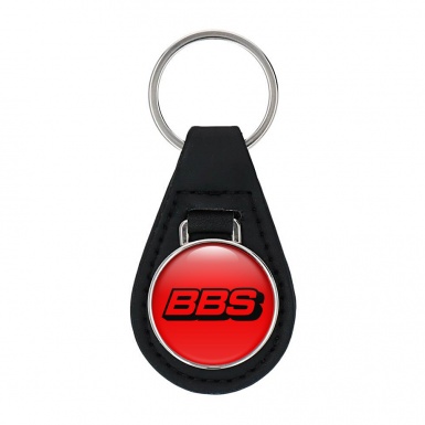 BBS Key Fob Leather Red Black Logo