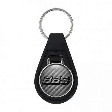 BBS Leather Keychain Carbon Black Logo