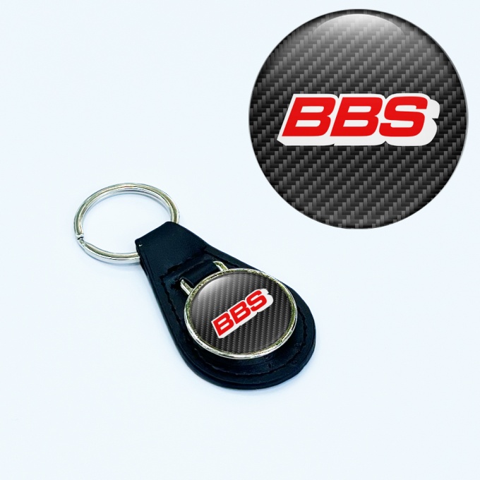 BBS Keychain Leather Carbon Red Logo | Keychains | Accessories | X-Sticker
