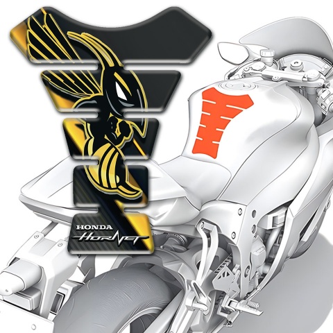 Honda Tank Protector Black with yellow Bands Design Logo Hornet 