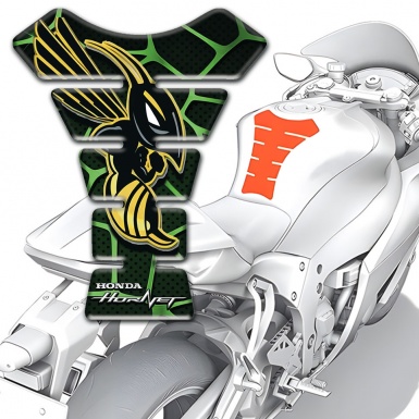 Honda Tank Guard Pads Black with Green Lines Decoration Hornet Edition 