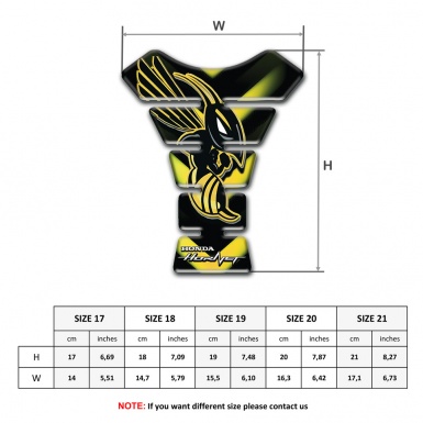 Honda Tank Guard Pads Black with Yellow V Shape Lights Base Hornet Logo 