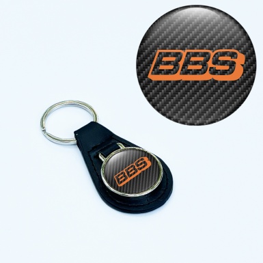 BBS Key Fob Leather Carbon Orange Logo