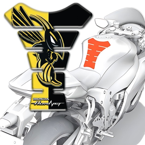 Honda Tank Guard Pads Black Yellow Halves Base Hornet edition 