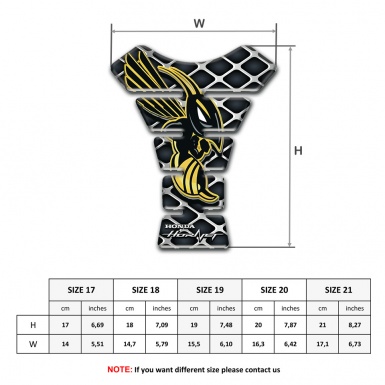 Honda Tank Pad Protector large Grid Base Style Hornet Logo 