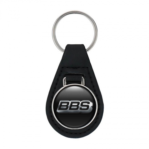 BBS Keychain Leather Black 3D Grey Logo
