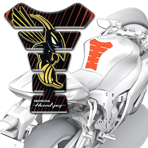Honda Tank Fuse Black Base with Re Stripes and hornet logo 