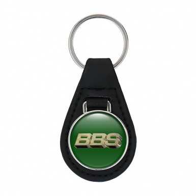 BBS Key Chain Leather Green Gold Logo