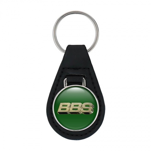 BBS Key Chain Leather Green Gold Logo