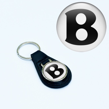 Bentley Key Chain Leather White Black Logo