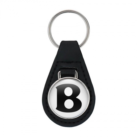 Bentley Key Chain Leather White Black Logo