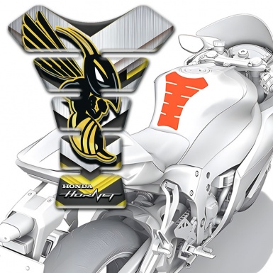 Honda Tank Pad Protector Silver Black Base Style Hornet Logo 