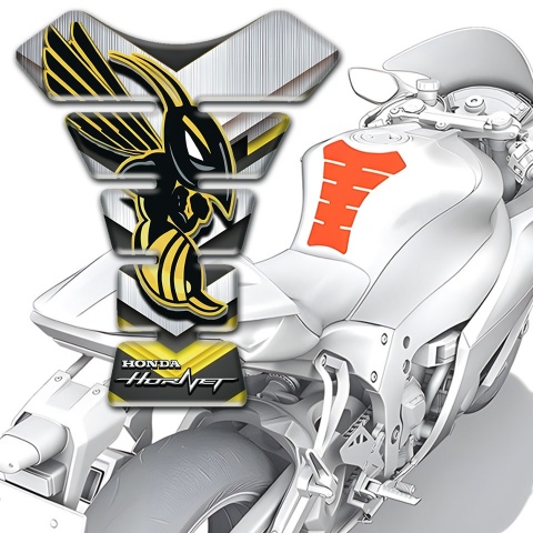 Honda Tank Pad Protector Silver Black Base Style Hornet Logo 