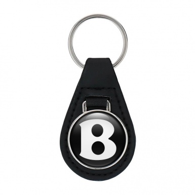 Bentley Keychain Leather Black White Logo
