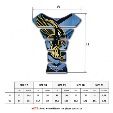 Honda Tank Protector Blue Black Background and Hornet Style 