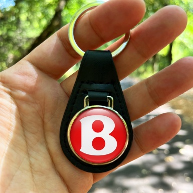 Bentley Leather Keychain Red White Logo