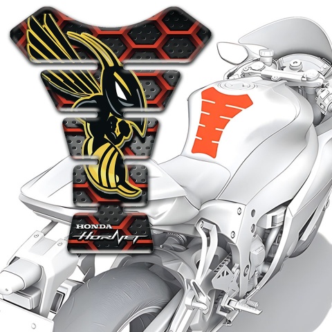 Honda Tank Guard Pads Red Fence Effect with Hornet Logo 
