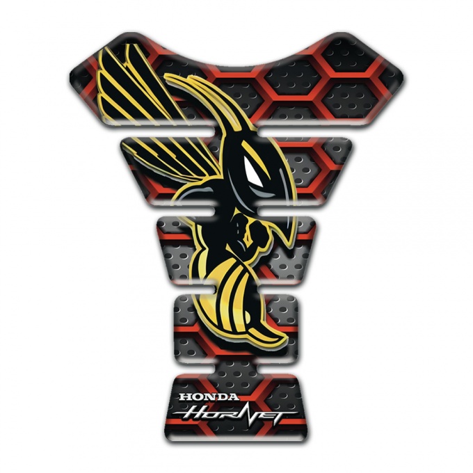 Honda Tank Guard Pads Red Fence Effect with Hornet Logo 