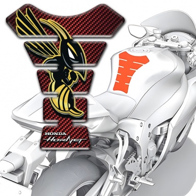 Honda Tank Pad Protector Red Carbon Design Hornet Logo Style 