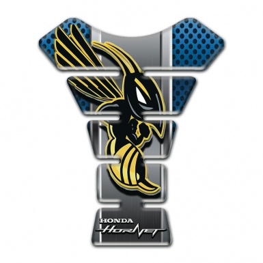 Honda Tank Guard Pads Blue Perforated Base with Metal panel Design Hornet Style 