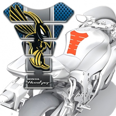 Honda Tank Guard Pads Blue Perforated Base with Metal panel Design Hornet Style 