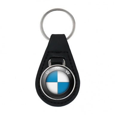 BMW Keychain Leather Navy White Logo