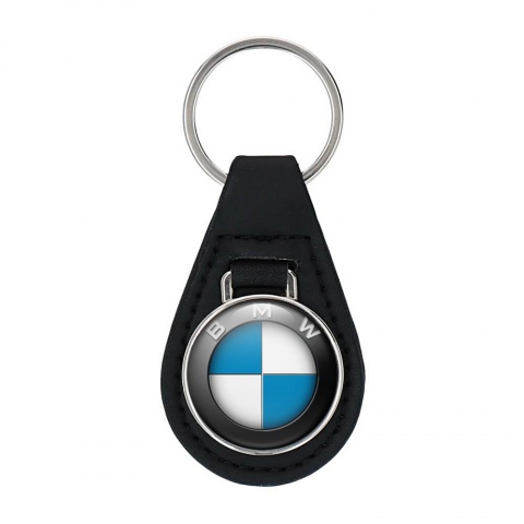 BMW Keychain Leather Navy White Logo