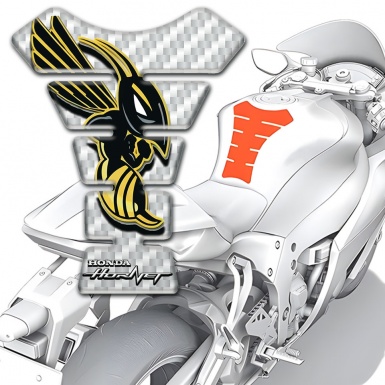 Honda Tank Pad Protector White carbon Style Hornet Logo 