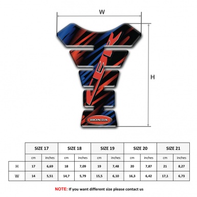 Honda Tank Pad Protector Black base with Blue Red Decoration CBR Logo 