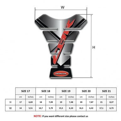 Honda Tank Pad Motorbike Metal and Black base CBR Style 