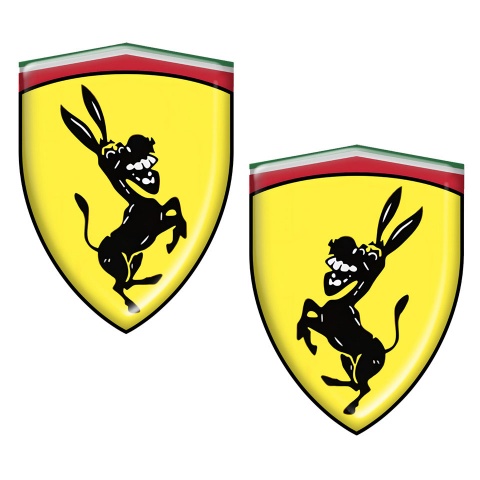 Ferrari Donkey Logo Domed Sticker Emblem Left and Right Side 2 pcs