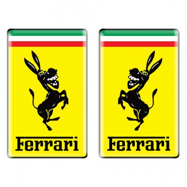 Ferrari Shrek Donkey Domed Badge Emblem left and Right Side