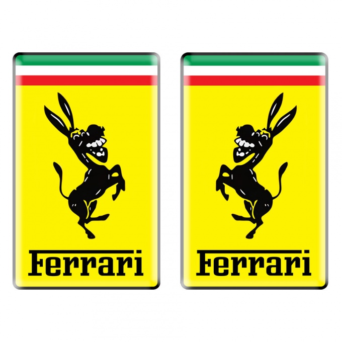 Ferrari Shrek Donkey Domed Badge Emblem left and Right Side