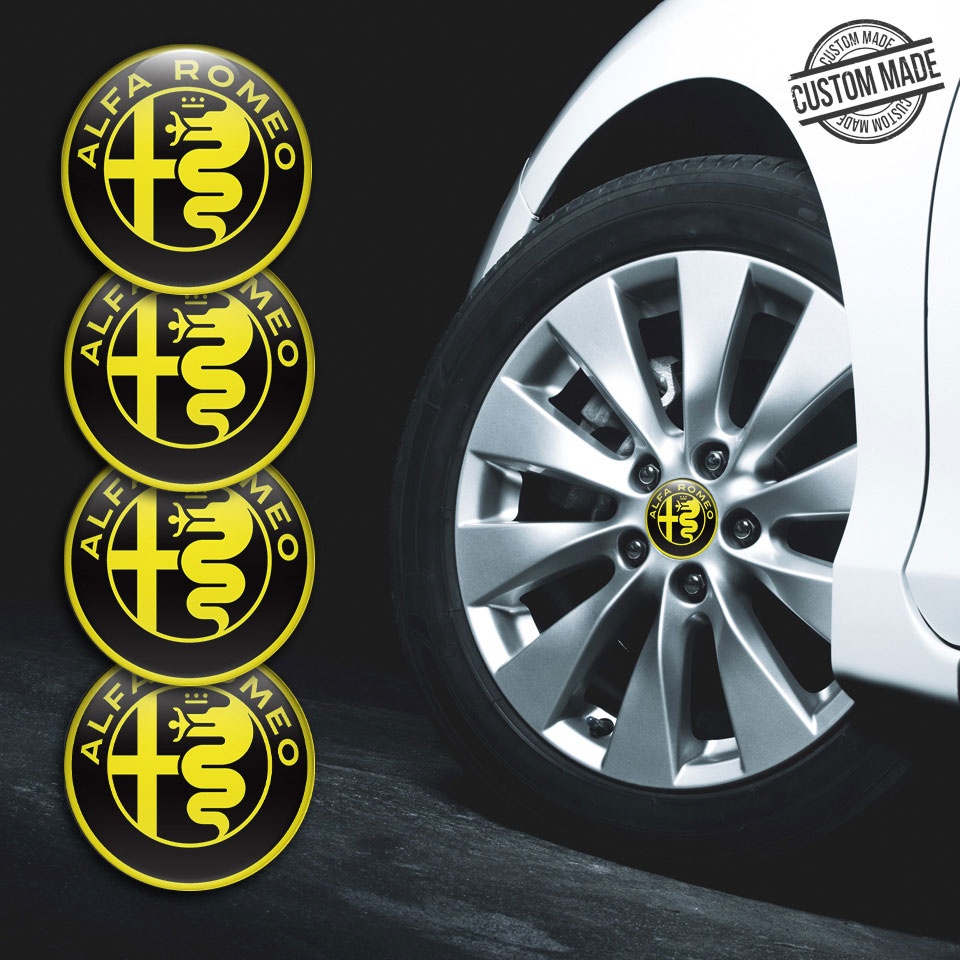 Alfa Romeo Emblems for Wheel Center Caps Yellow Logo Style | Wheel ...