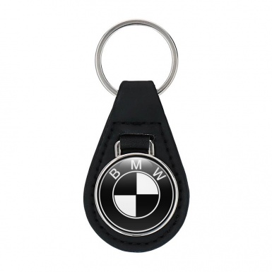 BMW Key Fob Leather Black White Logo