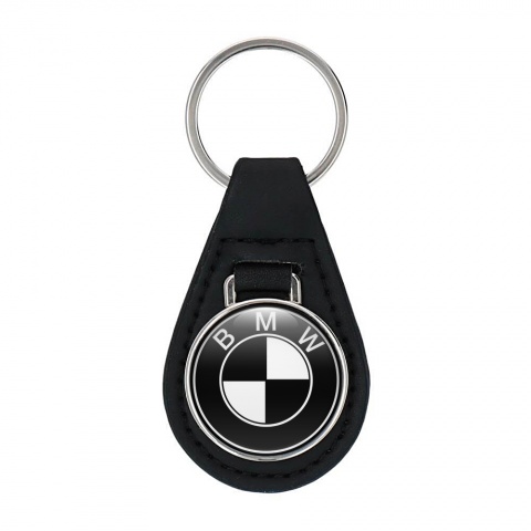 BMW Key Fob Leather Black White Logo