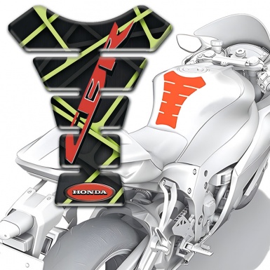 Honda Tank Protector Black Base with Green Lines and CBR Logo 