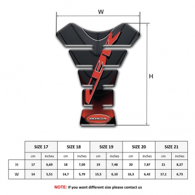 Honda Tank Pad Motorbike Dark Design Silicone Sticker CBR Logo 