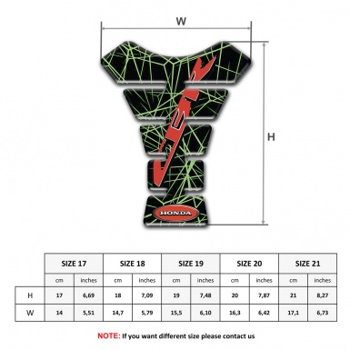 Honda Tank Protector Green Spider Web Design CBR Logo 