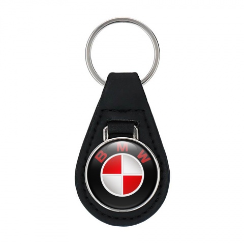 BMW Key Fob Leather Classic 3D Red Logo