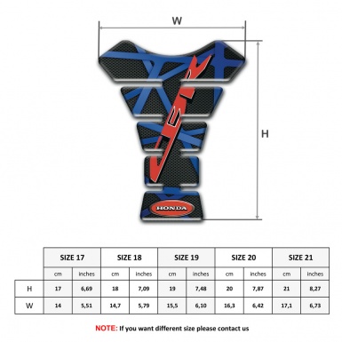 Honda Tank Guard Pads Black with Blue Lines CBR logo 
