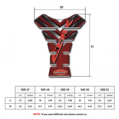 Honda Tank Pad Protector Red Design CBR Style 