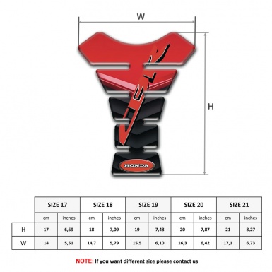 Honda Tank Pad Motorbike Red Black Base Motif CBR Logo 