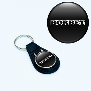 Borbet Keychain Leather Black White Design