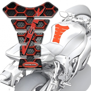 Honda Tank Guard Pads Red Hexagon Grid Design CBR Logo 
