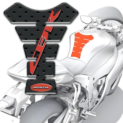 Honda Tank Pad Motorbike Perforated Rubber Effect CBR Red Logo 