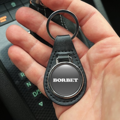 Borbet Key Fob Leather Carbon Design Logo