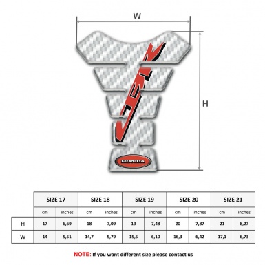 Honda Tank Pad Motorbike White Carbon Base Red CBR Logo 